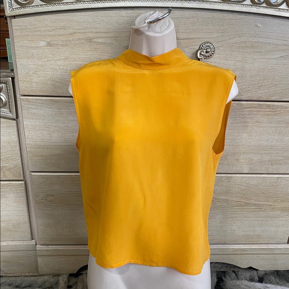 Jordan Tops - JORDAN Sleeveless Mock Neck Silk Blouse 8